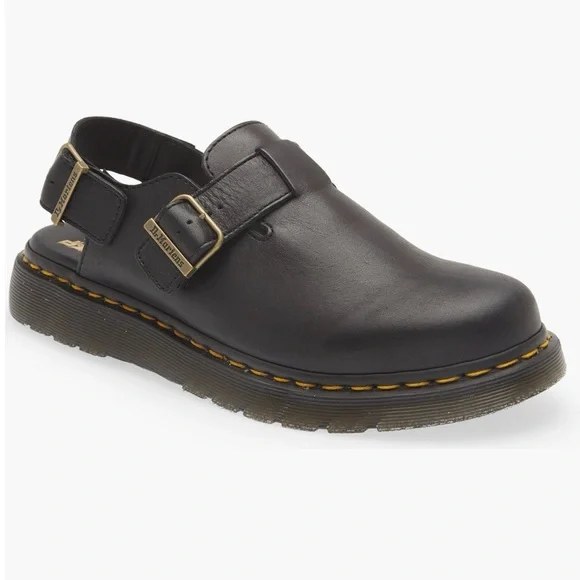 Dr. Martens Jorge Slingback Clog (Men), Men\'s Black Leather Shoes (U. S Size 10) Jorge II Suede Slingback Mules in Black | Dr. Martens main image 2